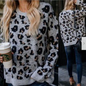 Oversized Animal Print Sweater